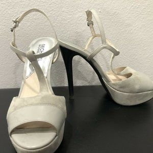 Michael Kors Gray Suede Strappy Platform Peep Toe
